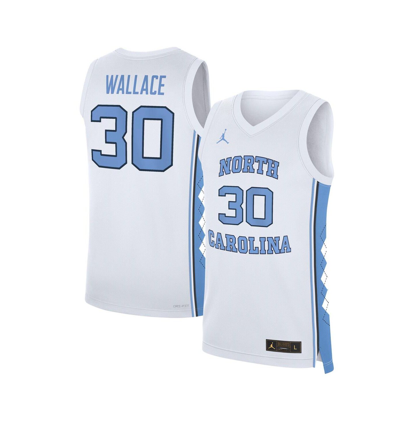 Мужские топы Jordan Rasheed Wallace White North Carolina Tar Heels Replica Basketball Jersey — фото 1