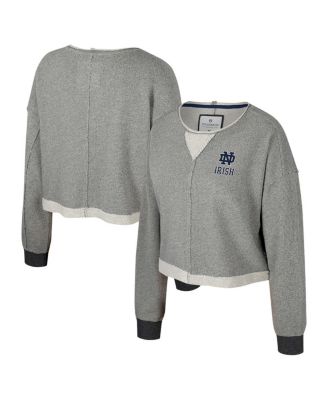 Colosseum - Women's Charcoal Notre Dame Fighting Irish Magnum Scoop Neck Cropped Pullover Sweatshirt