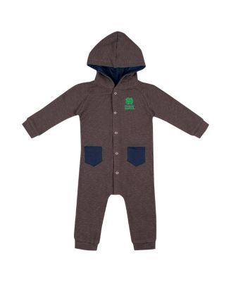 Baby Boys and Girls Charcoal Notre Dame Fighting Irish Zando-Zan Waffle Full-Snap Hooded Romper