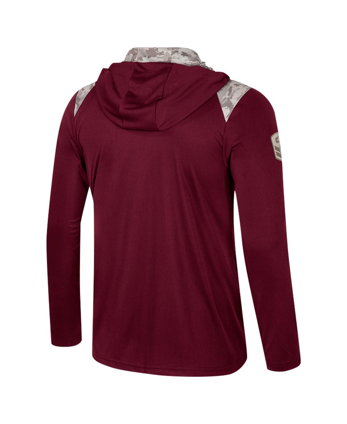Colosseum Men's Maroon Texas A M Aggies Oht Military Appreciation Quarter-zip Hoodie Jacket In Maroon,camo