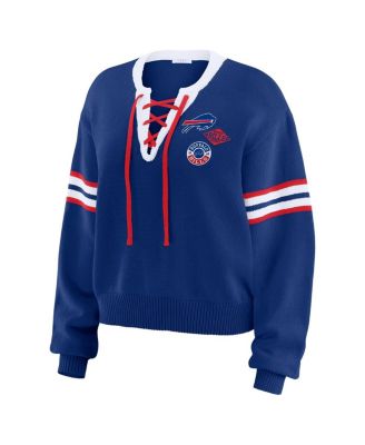 Women's Royal Buffalo Bills Lace-Up Pullover Sweatshirt