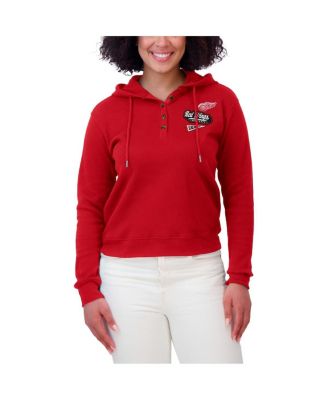 Women's Red Detroit Red Wings Waffle-Knit Pullover Hoodie
