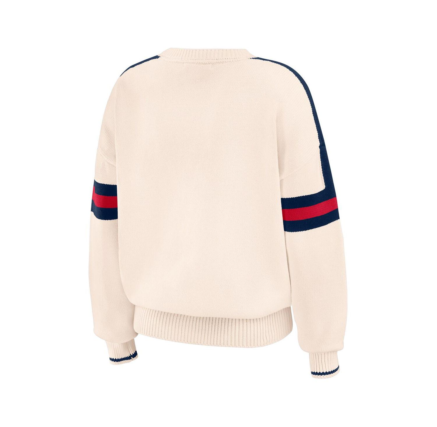Women's Cream Atlanta Braves Stripe Pullover Sweater