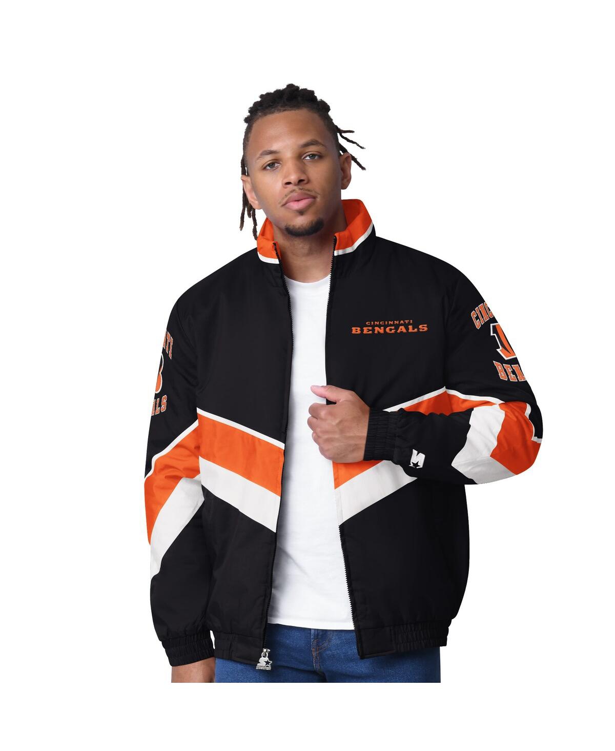 Men's Black Cincinnati Bengals Captain Satin Varsity Jacket - Black