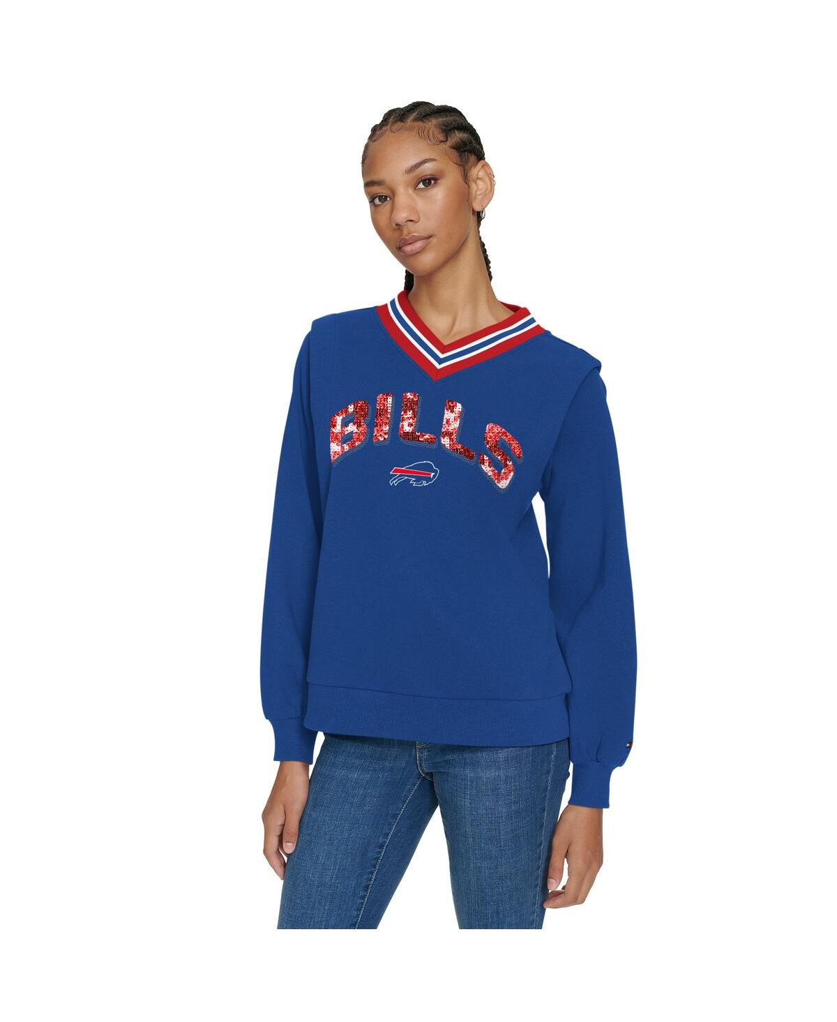 Women's Royal Buffalo Bills Alice V-Neck Pullover Sweatshirt - Royal