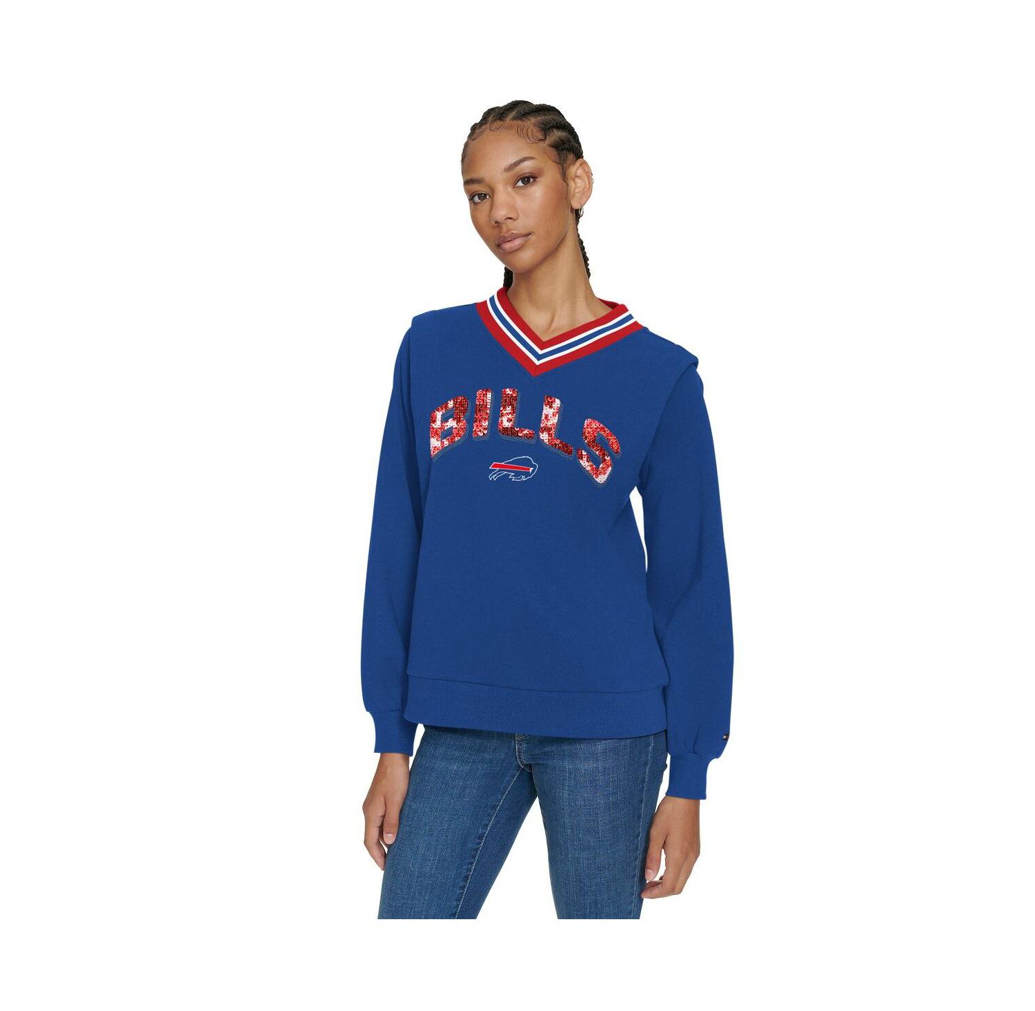 Women's Royal Buffalo Bills Alice V-Neck Pullover Sweatshirt
