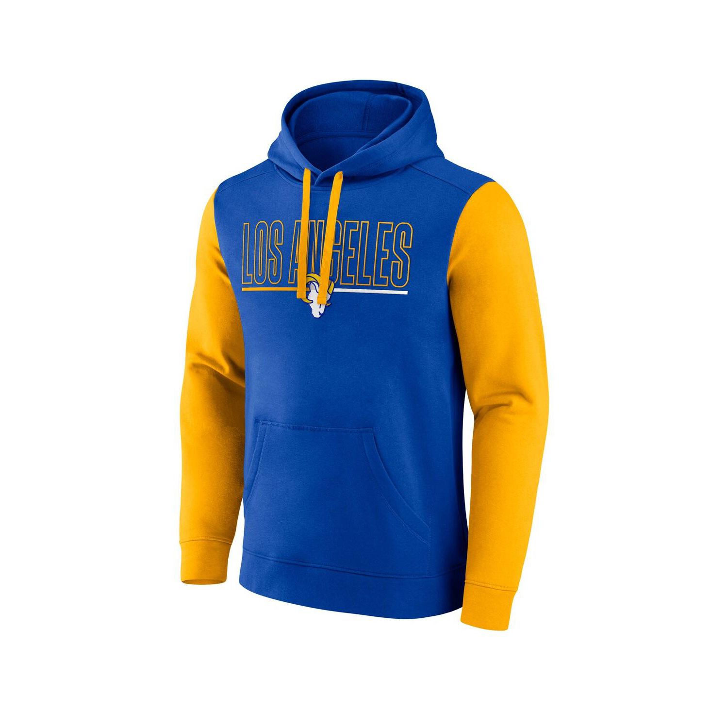 Men's Royal/Gold Los Angeles Rams Outline Pullover Hoodie