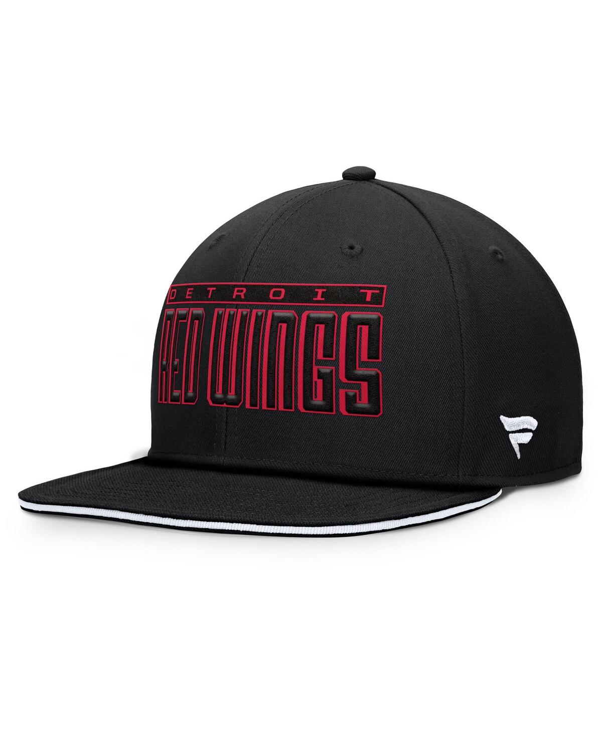 Fanatics Men's Black Detroit Red Wings Fundamental Gino Stack Snapback Hat In Black