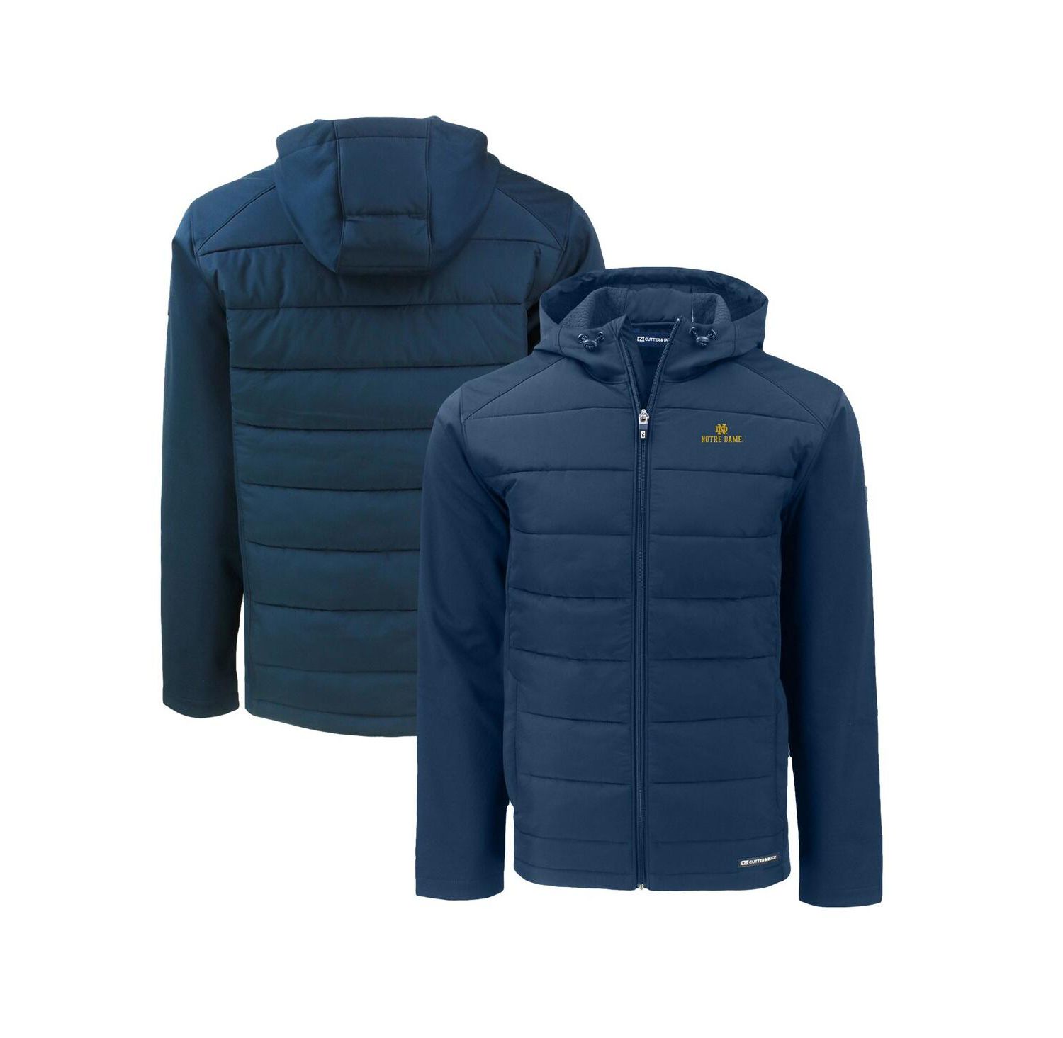 Men's Navy Notre Dame Fighting Irish Evoke Hybrid Softshell Full-Zip Hoodie Jacket