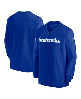 Nike - Men's Royal Seattle Seahawks 2024 Sideline Throwback Logo Long-Sleeve V-Neck Windshirt