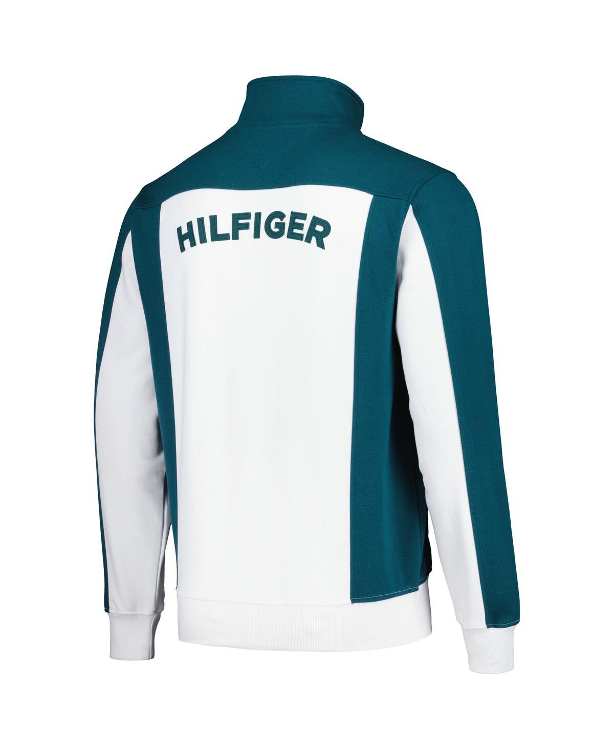 Tommy Hilfiger Men's White/midnight Green Philadelphia Eagles Nolan Full-zip Track Jacket In White,green