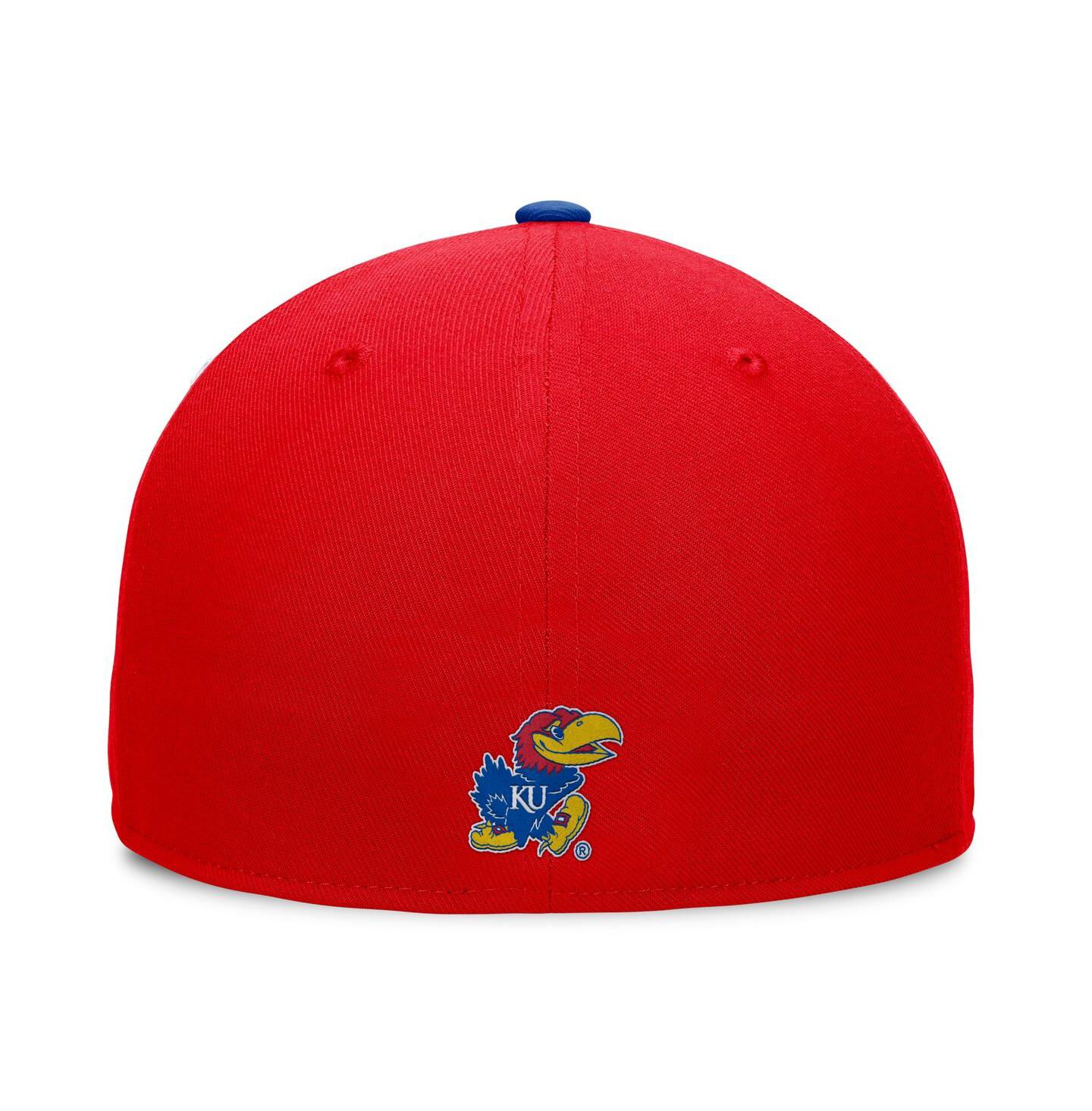 Мужская кепка Top of the World White/Royal Kansas Jayhawks Tri-Tone Heritage Collector Fitted Hat — фото 2