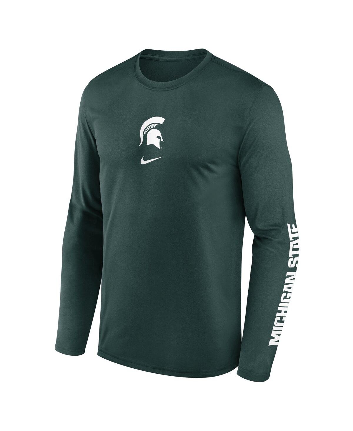 Nike Men's Green Michigan State Spartans Primetime Center Lockup Two-hit Legend Long Sleeve T-shirt In Green