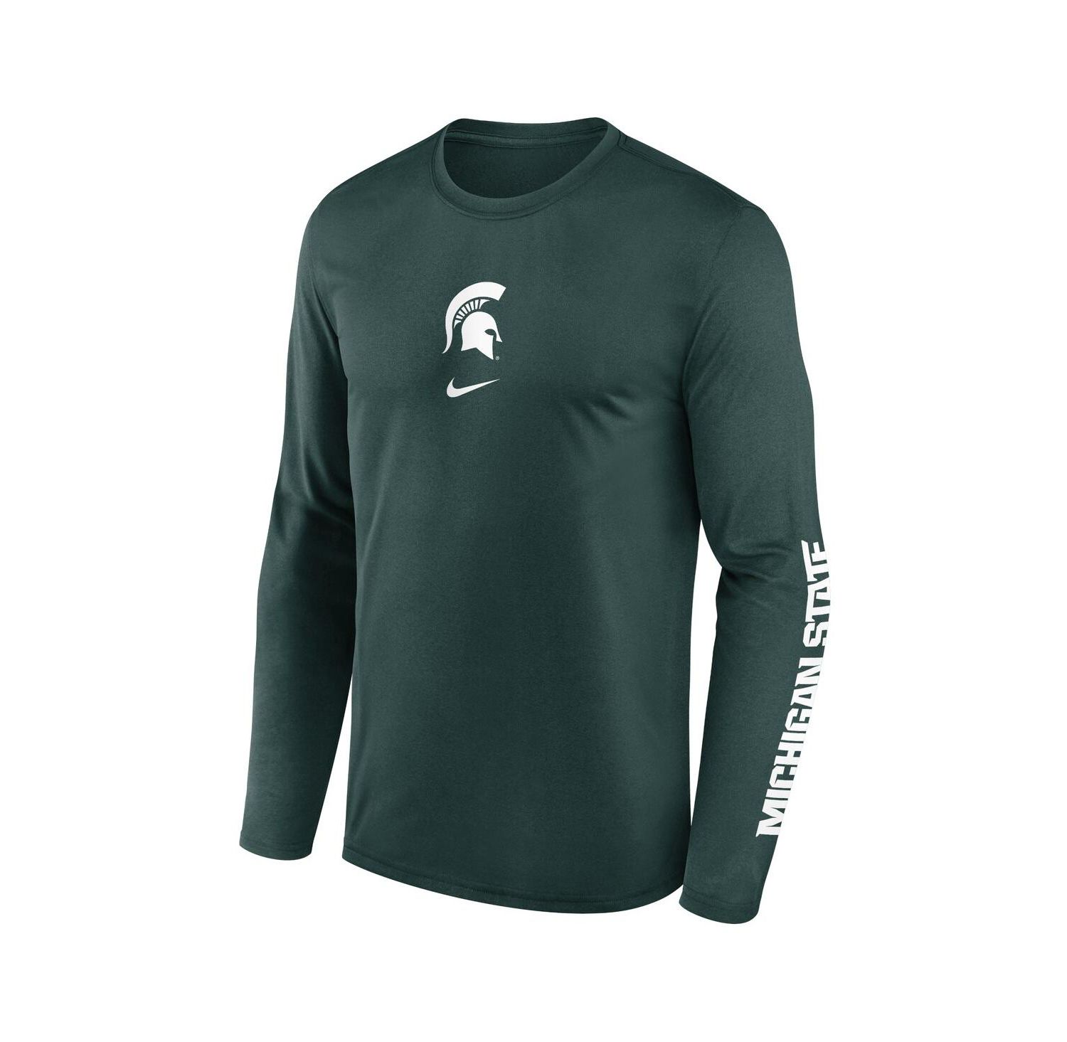 Men's Green Michigan State Spartans Primetime Center Lockup Two-Hit Legend Long Sleeve T-Shirt