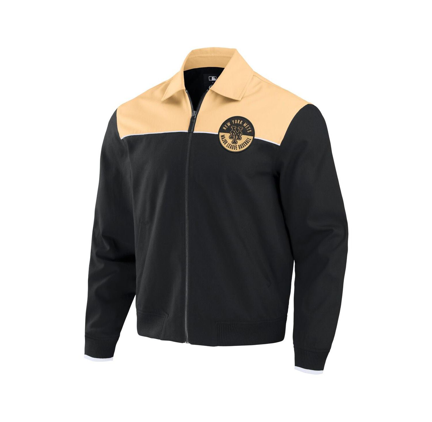 Darius Rucker Collection by Men's Black/Tan New York Mets Canvas Bomber Full-Zip Jacket