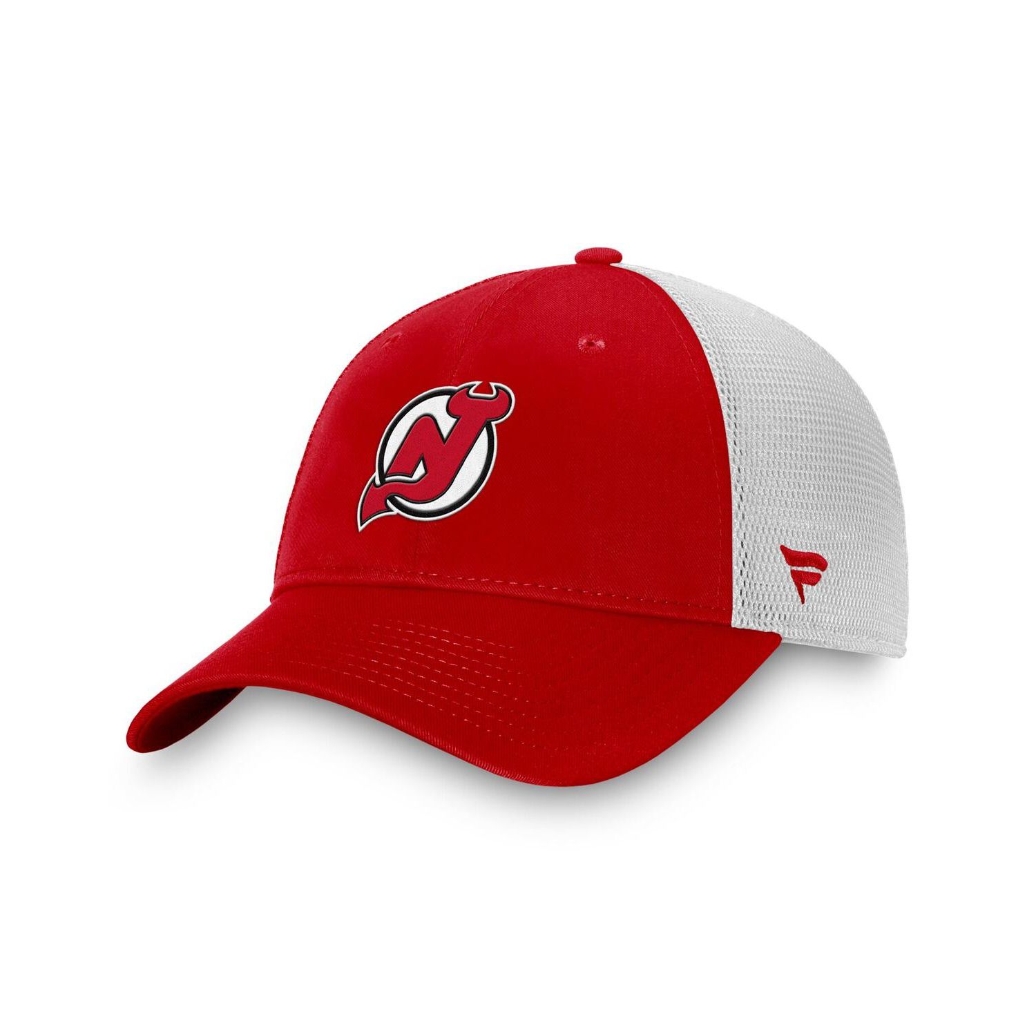Men's Red/White New Jersey Devils Slouch Core Primary Logo Trucker Adjustable Hat
