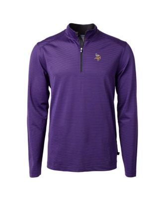 Men's Purple/Black Minnesota Vikings Virtue Pique Micro Stripe Quarter-Zip Pullover Top