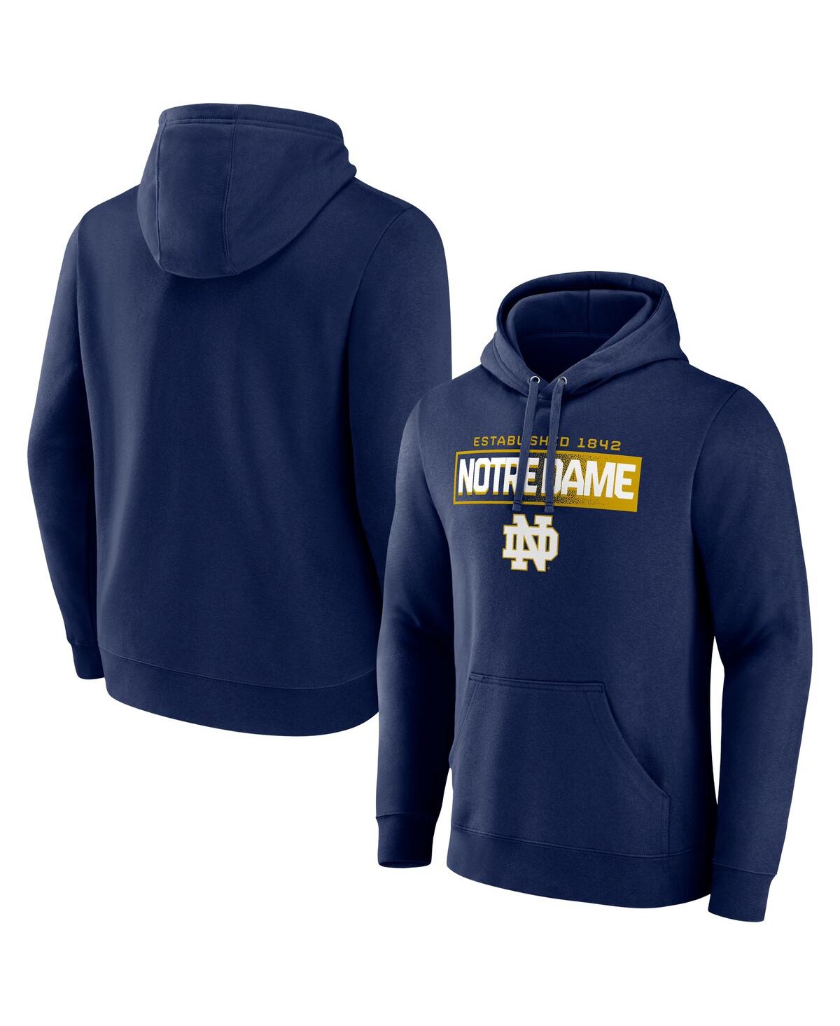 Fanatics Men's Navy Notre Dame Fighting Irish Iconic Fleece Down The Field Pullover Hoodie In Navy
