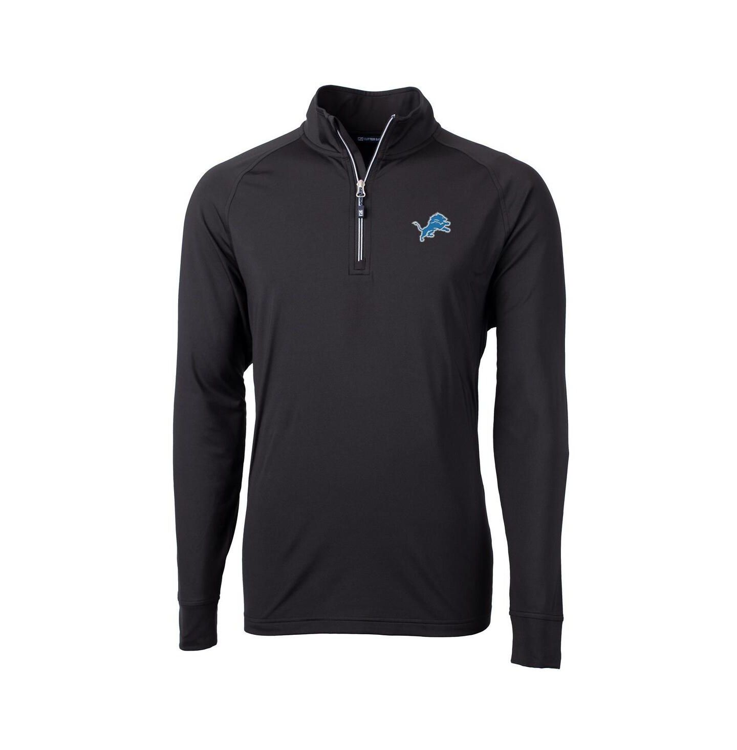 Мужская куртка Cutter & Buck Black Detroit Lions Adapt Eco Knit Quarter-Zip Pullover — фото 1