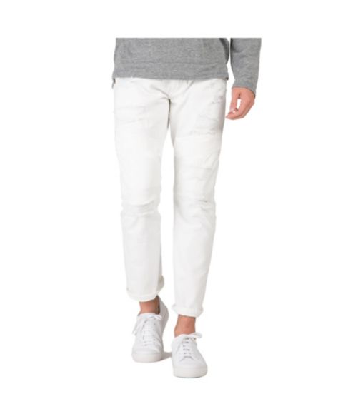 Мужские джинсы Level 7 Slim Straight Distressed Mended Premium Cargo White, цвет: Белый снежный