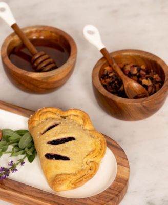 Wood Plus Collection 3 Dipping Bowls with Lids, Spoons and Tray, Set of 7