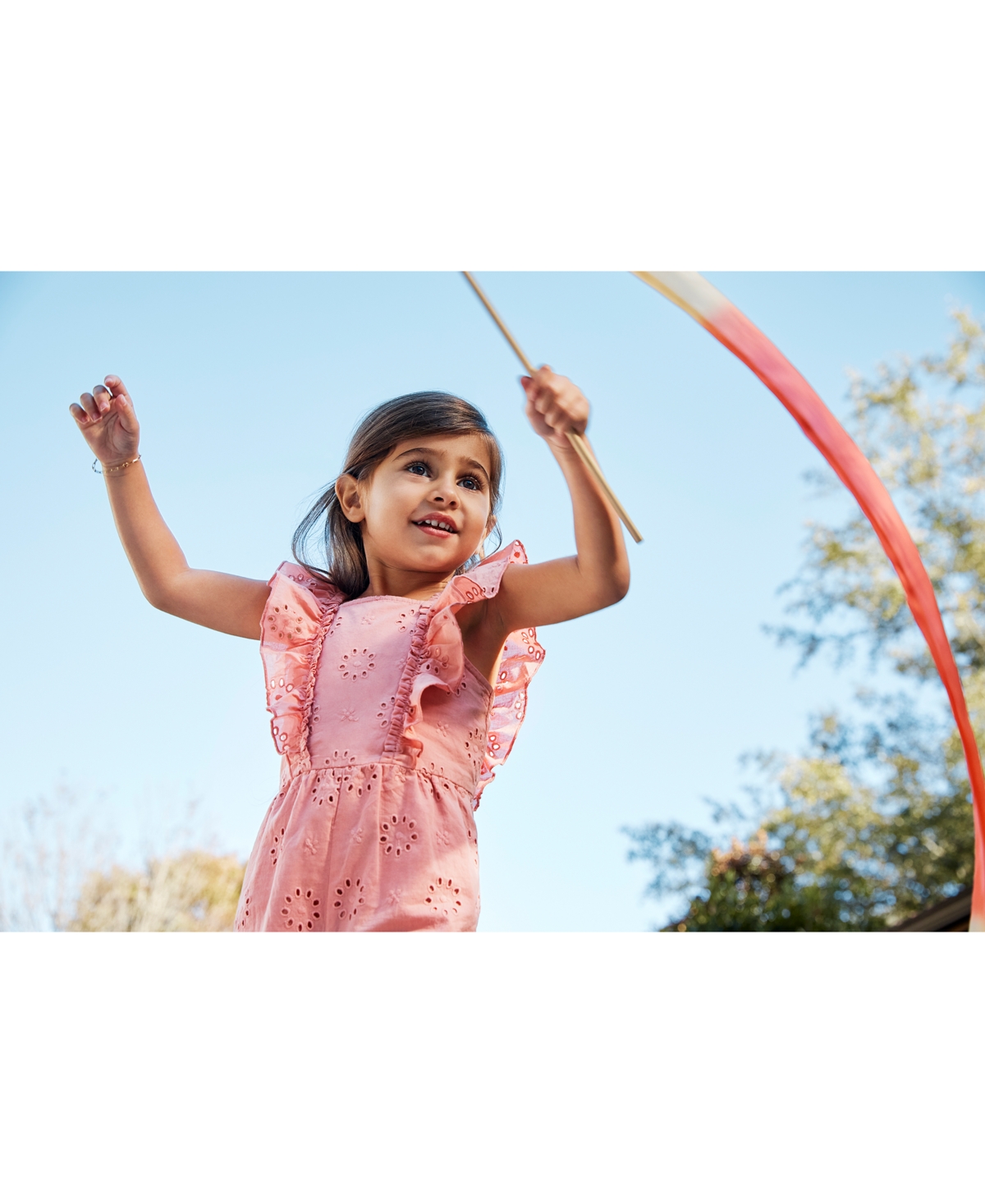 Carter's Toddler Girls Cotton Eyelet Flutter Jumpsuit In Pink
