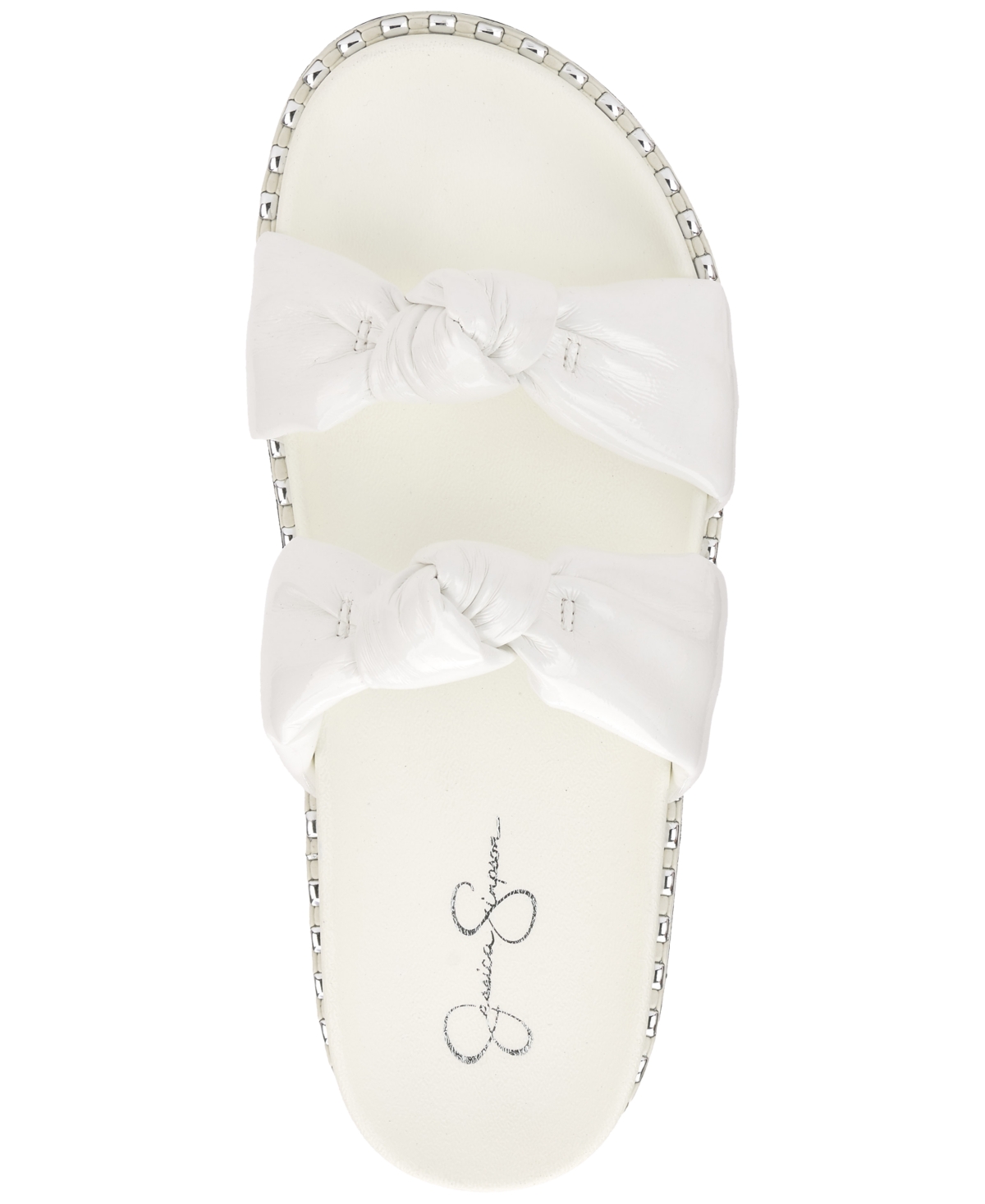 Jessica Simpson Caralyna Platform Slide Sandal In White Patent