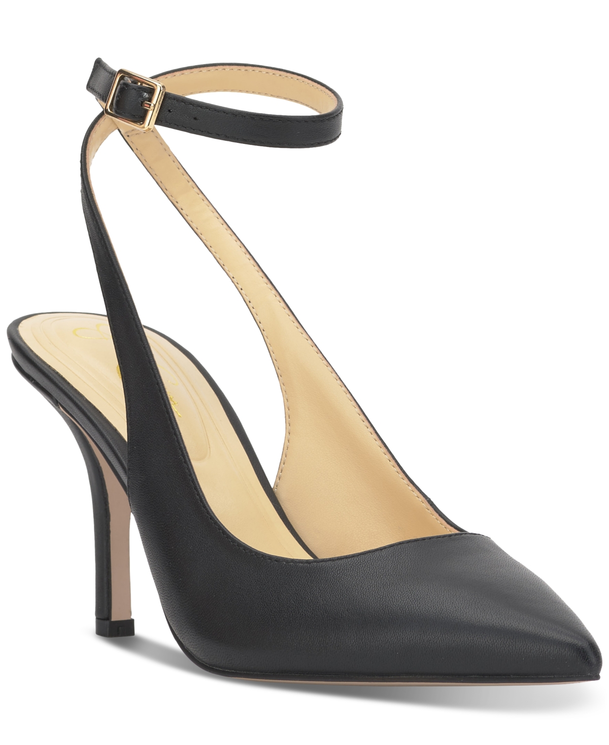 Jessica Simpson Miriale Ankle Strap Pointed Toe Pump In Black