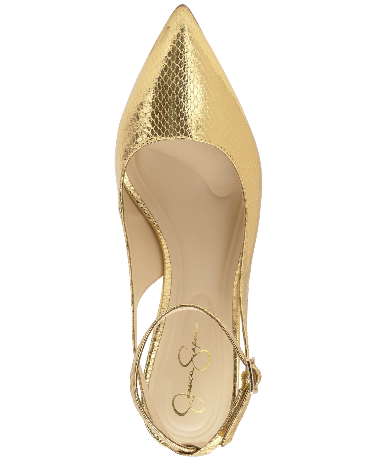 Jessica Simpson Women's Miriale Slingback Ankle-strap Pumps In Gold Snake