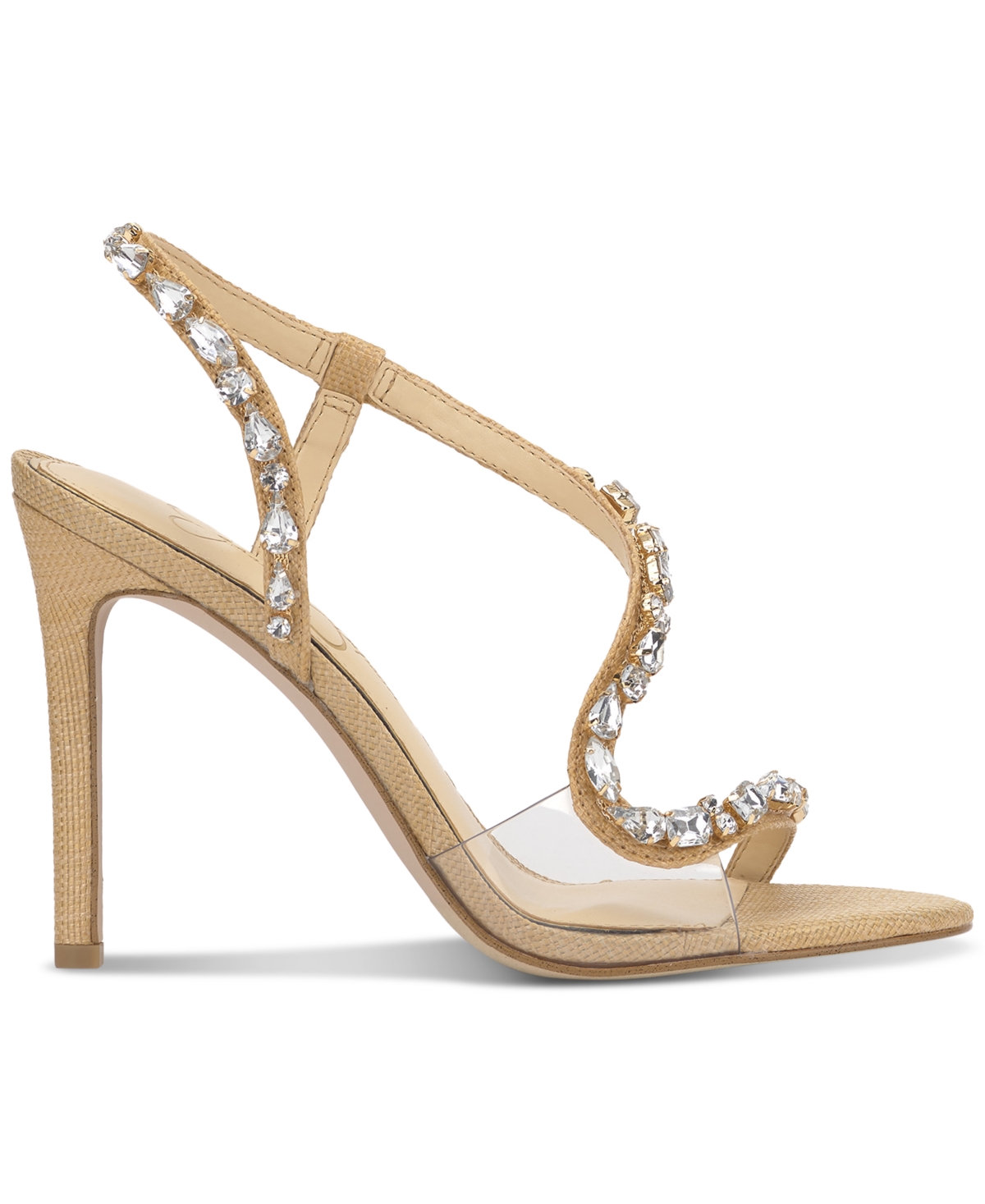 Jessica Simpson Women's Jaycin Barely-there Rhinestone Evening Sandals In Natural Raffia