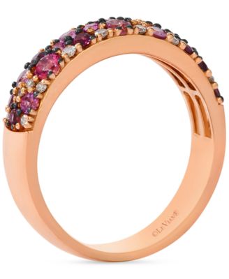 Multi-Gemstone (1 ct. t.w.) & Nude Diamond (1/10 ct. t.w.) Cluster Ring in 14k Rose Gold