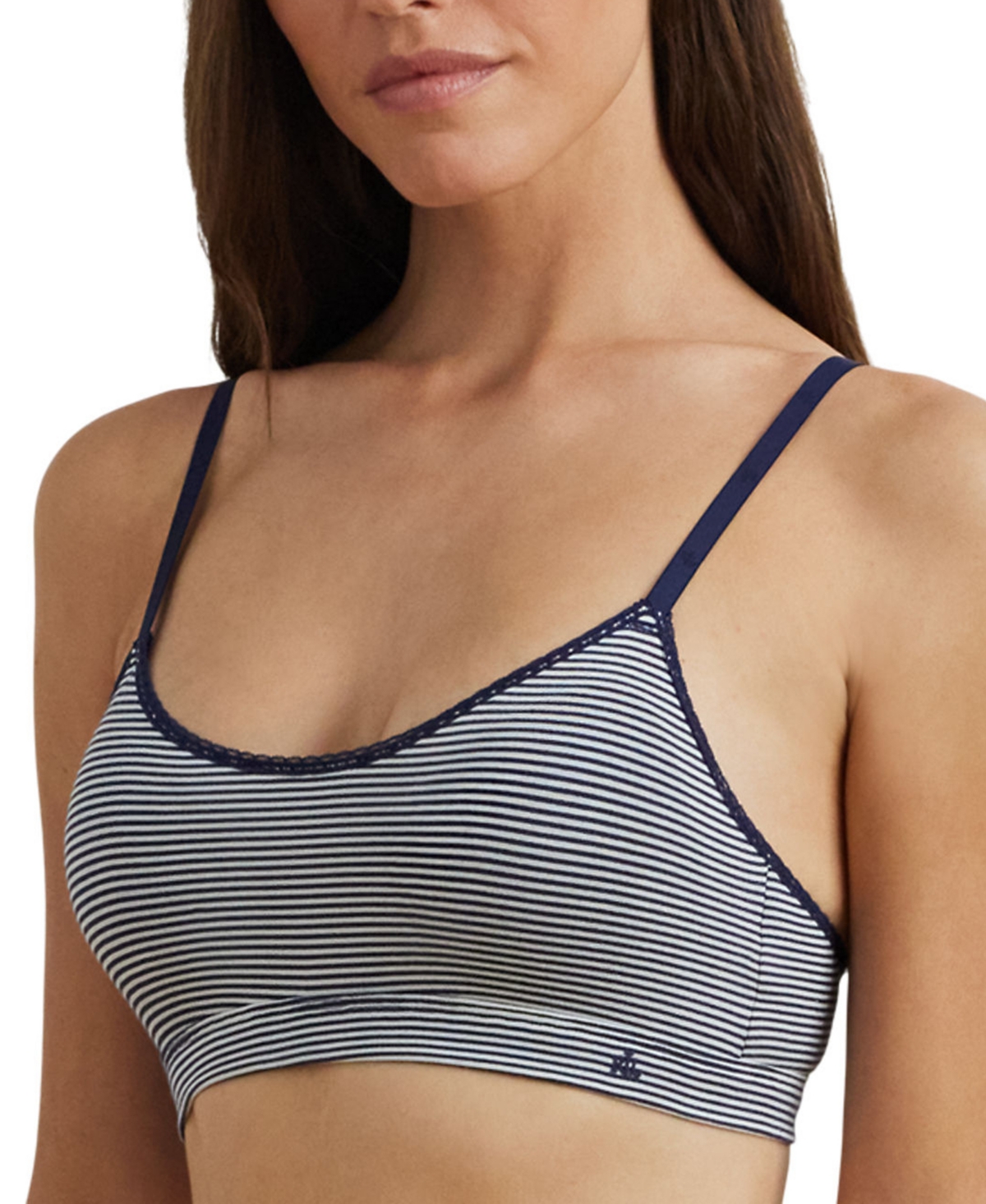 Ralph Lauren Women's Mid-rise Hipster Underwear 4l0216 In Navy,silk Wht