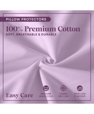 100% Cotton Standard Pillow Protector with Zipper - (2 Pack)