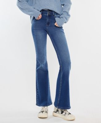 Women's High Rise Double Waist Band Flare Jeans