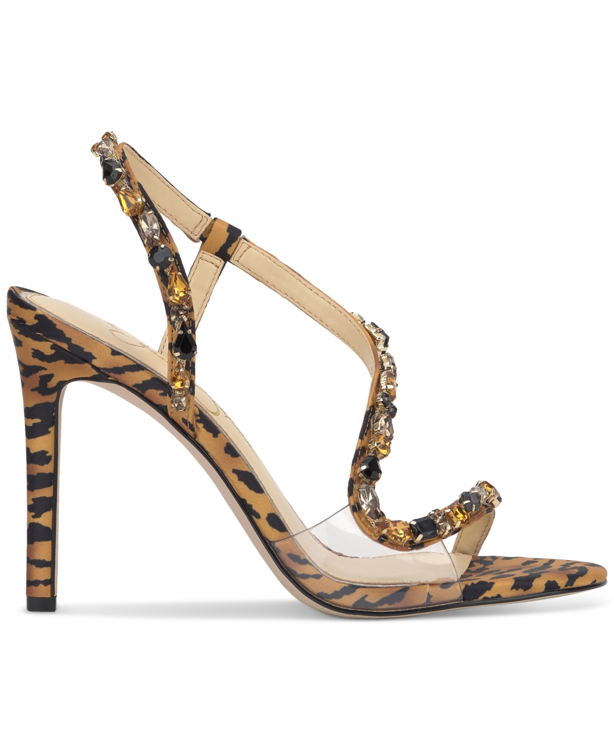 Jessica Simpson Women's Jaycin Barely-there Rhinestone Evening Sandals In Natural Leopard Multi Satin