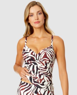 Anne Cole - Women's Animal-Print Ruched Tankini Top