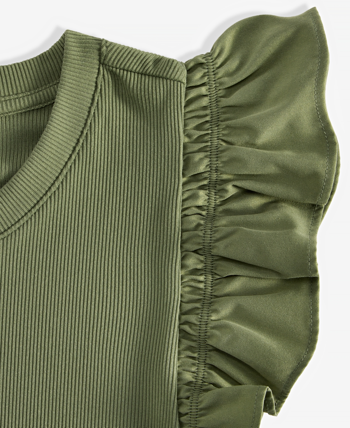 On 34th Women's Ruffle-sleeve Knit Top, Created For Macy's In Olivine