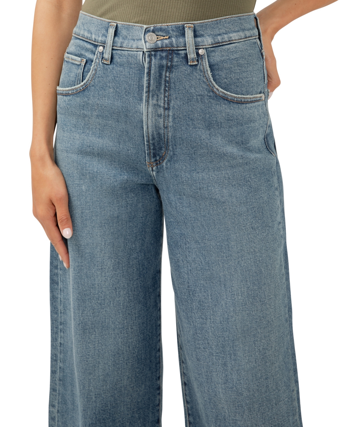 Shop Silver Jeans Co. Women's Be Easy High Rise Cropped Wide Leg Jeans In Indigo