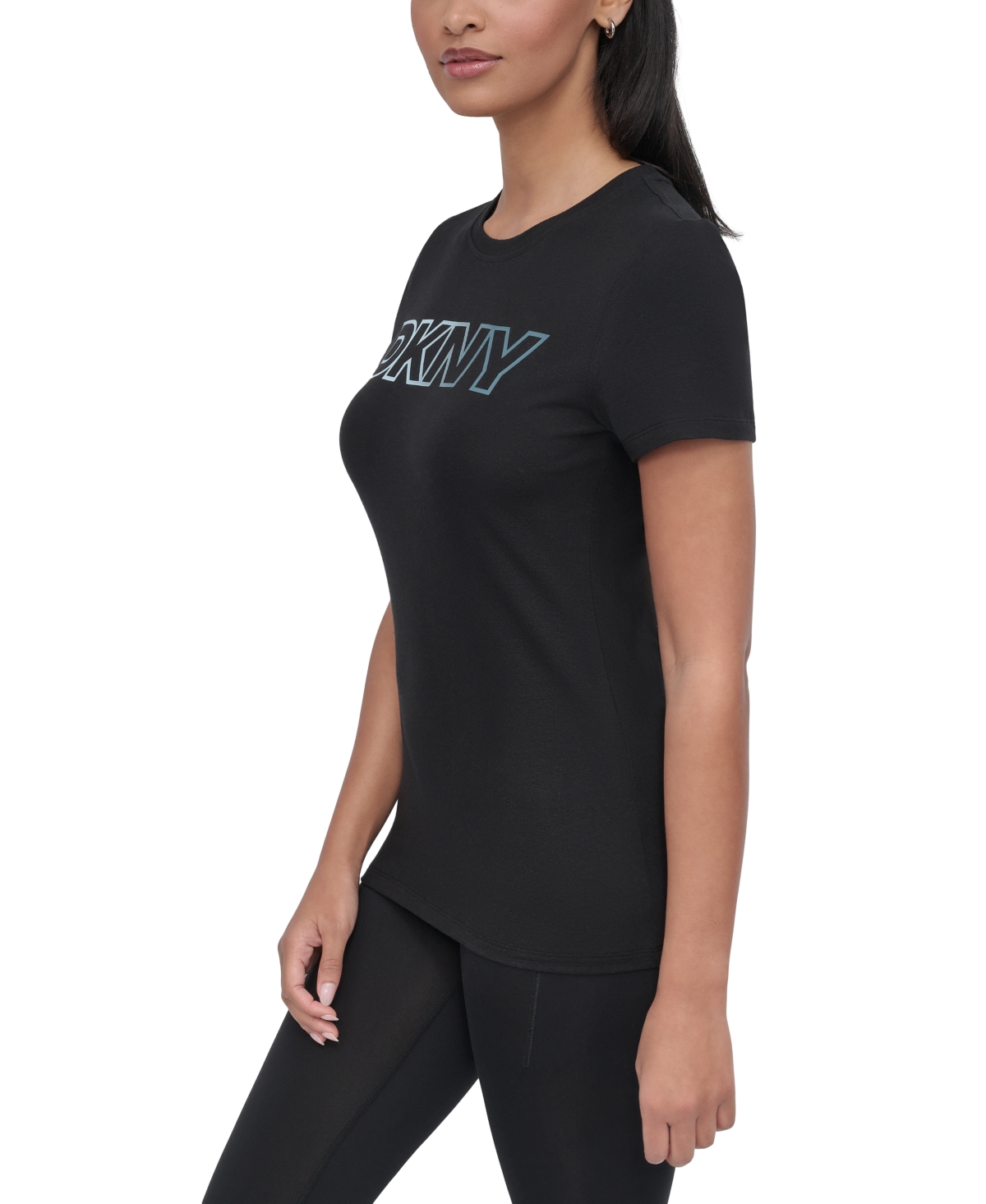 Dkny Sport Women's Ombre Outline-logo Crewneck T-shirt