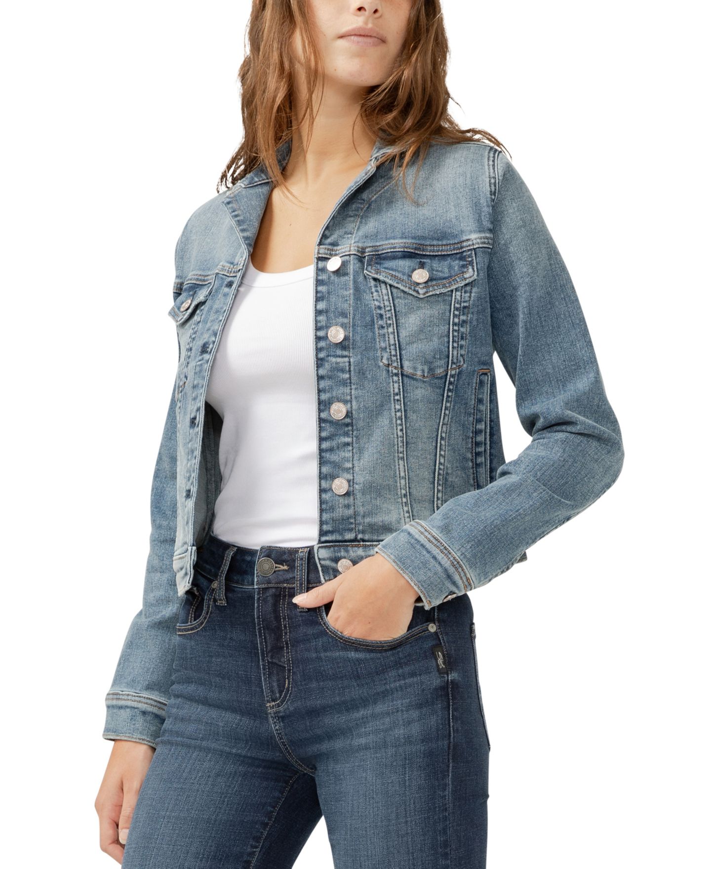 Женская куртка Silver Jeans Co. Notched Crop Jean, цвет: Индиго — фото 3