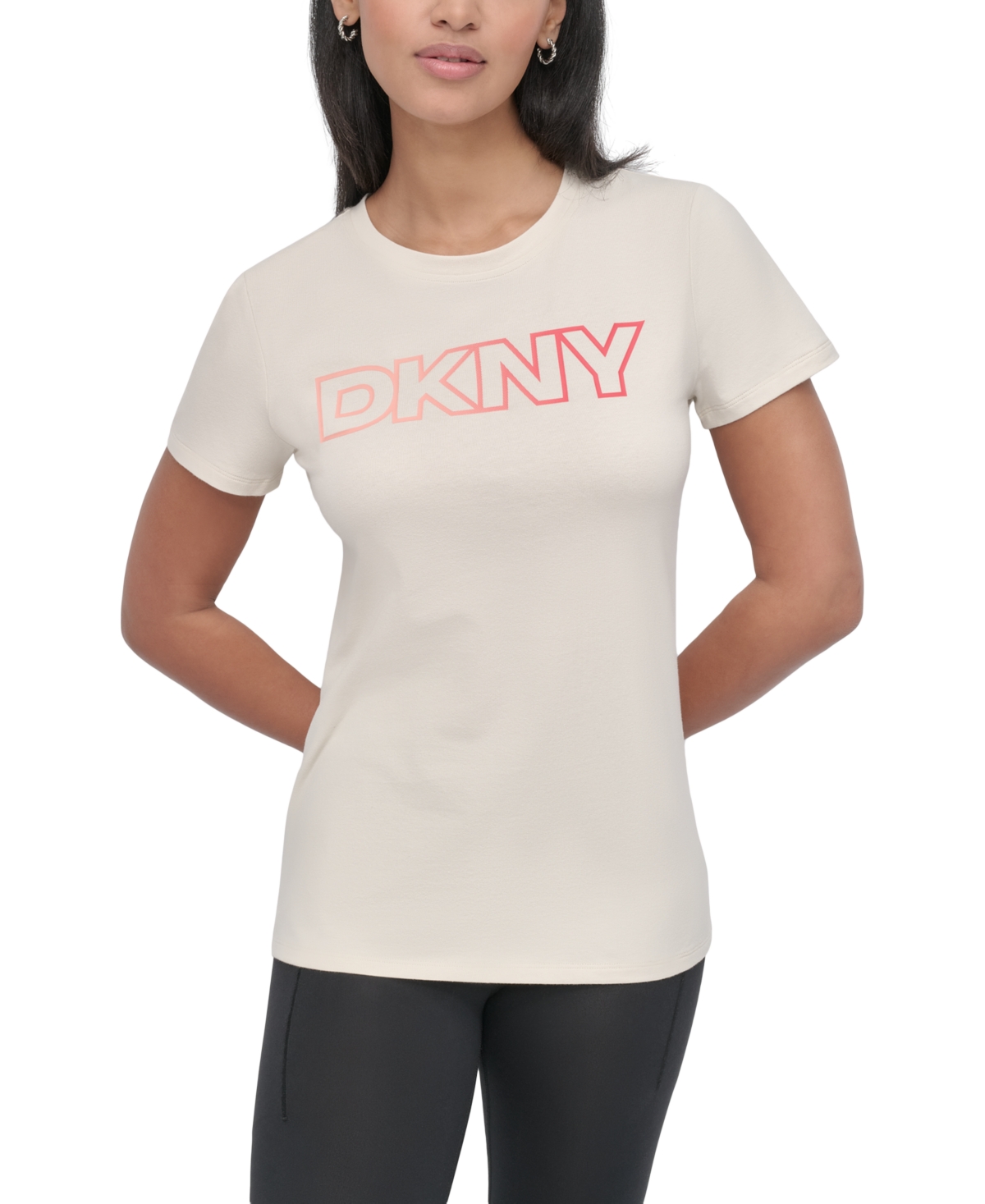 Dkny Sport Women's Ombre Outline-Logo Crewneck T-Shirt