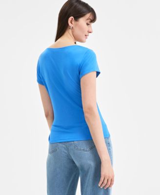 Women's Side-Tie Short-Sleeve Top, Exclusively at Macy's