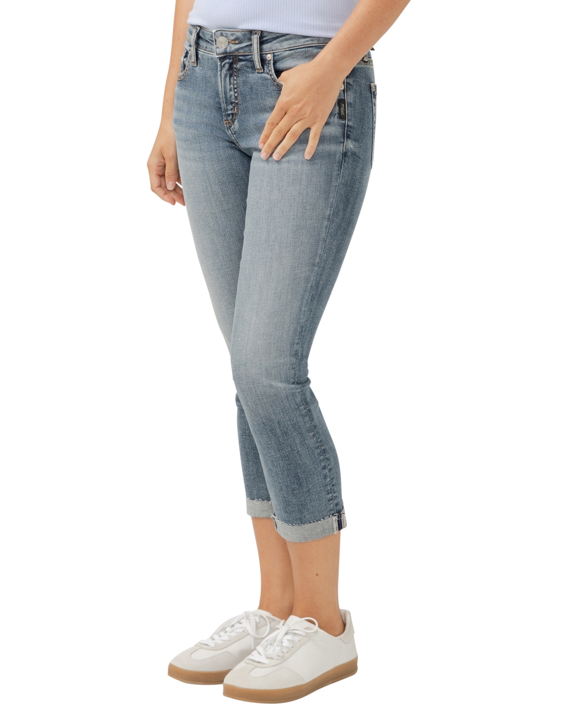 Shop Silver Jeans Co. Women's Elyse Mid Rise Comfort Fit Capri Jeans In Indigo