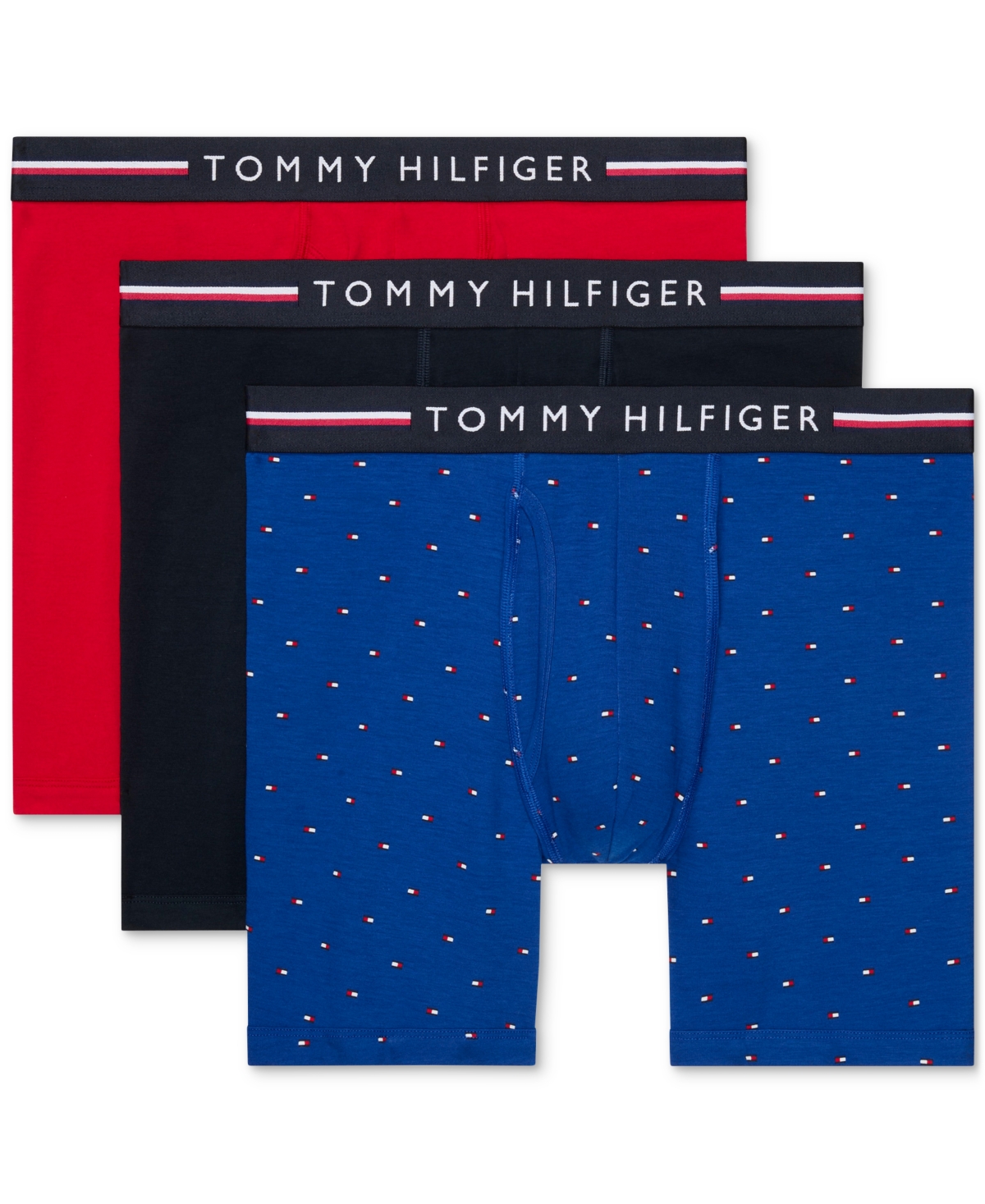 Tommy Hilfiger Men's 3-pack All Day Comfort Boxer Briefs In Primary Red,royalty Micro Flag,desert