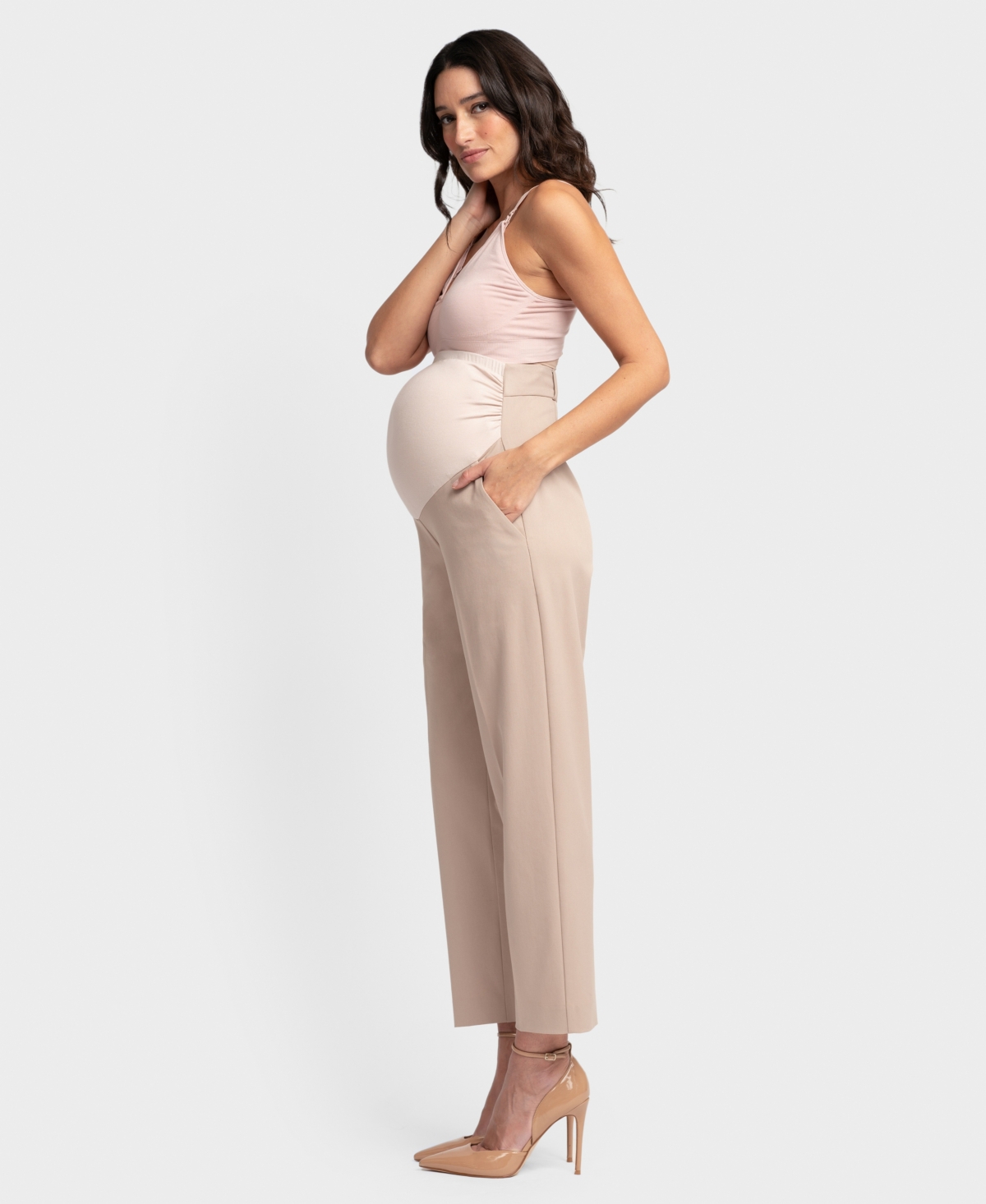 Shop Seraphine Women's Maternity Tapered Pants In Taupe