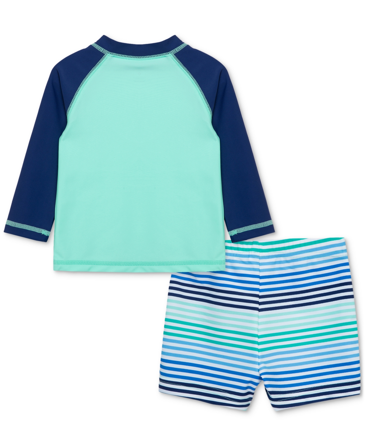 Little Me Baby Boys 2-pc. Anchor Rash Guard & Swim Trunks Set In Green,blue