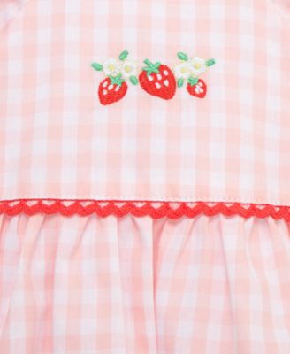 Baby Girls 3-Pc. Strawberry Check Top, Leggings & Headband Set