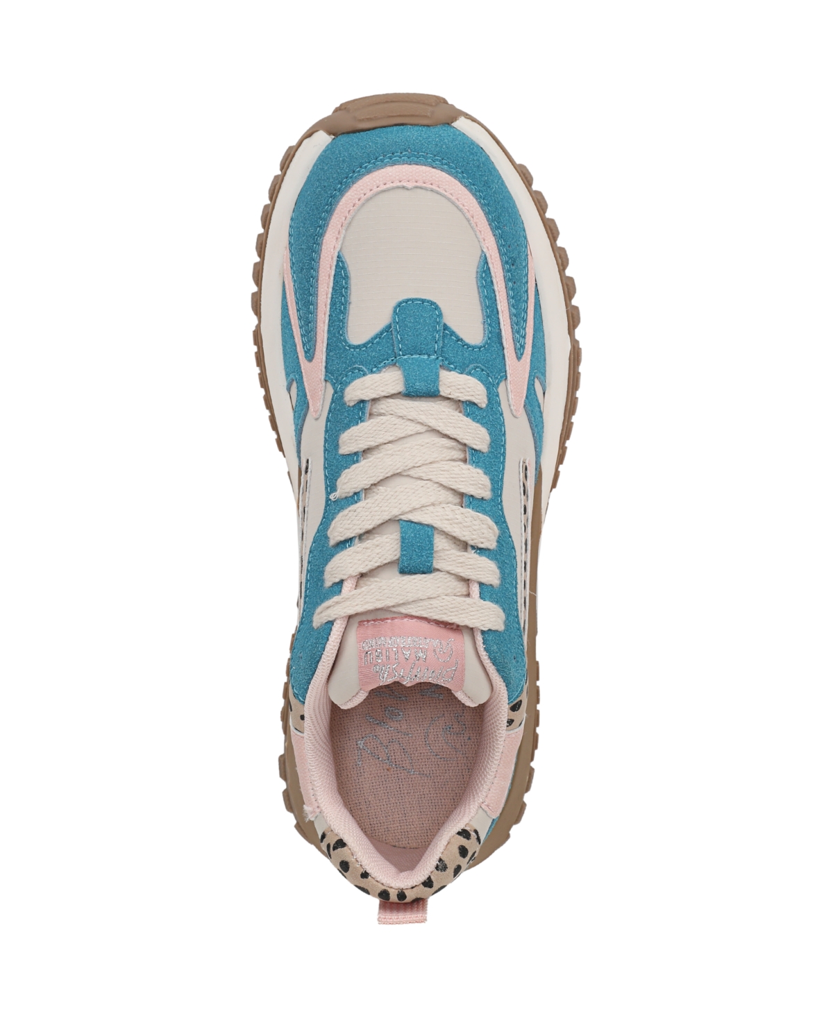 Blowfish Malibu Womens Pink Blue Retro Lace-up Sneakers -leo In Pink,blue Multi Microsuede,faux Leather-