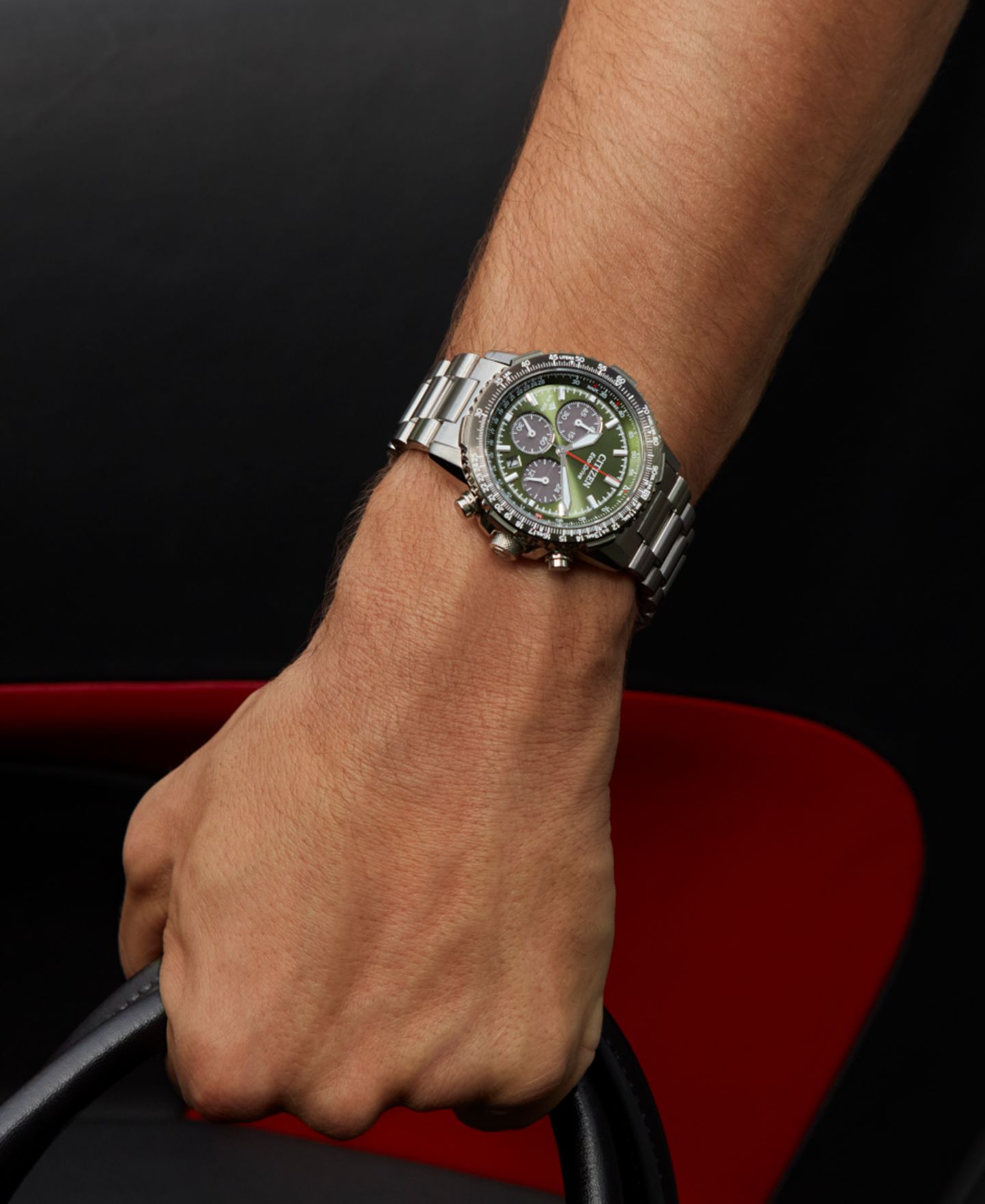 Мужские часы Citizen Promaster Eco Navihawk Chronograph Stainless Steel Bracelet Watch 40mm — фото 4