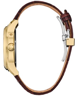 Men's Classic Calendrier Brown Leather Strap Watch 41.8mm